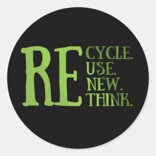 Recycle reduce reuse renew rethink classic round sticker