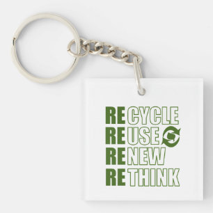 Recycle reduce reuse renew rethink key ring