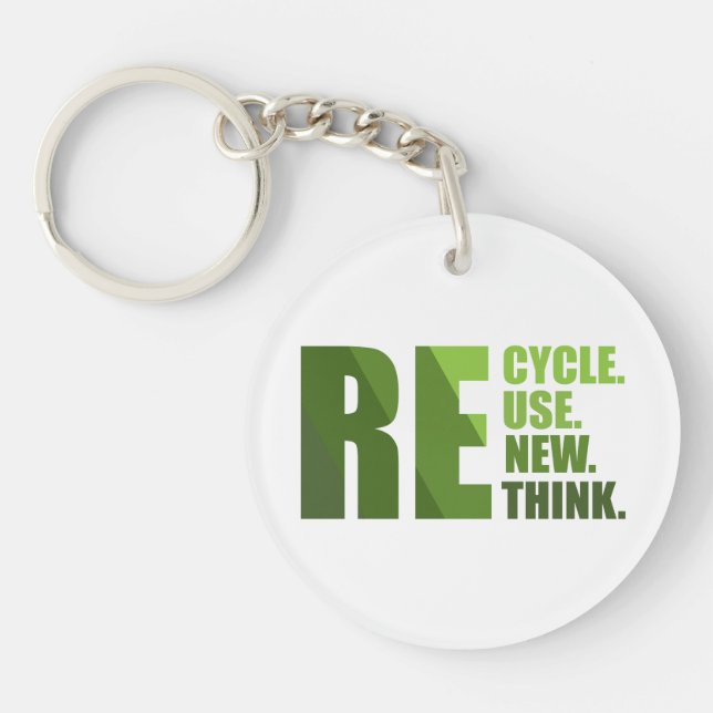 Recycle reduce reuse renew rethink key ring (Front)