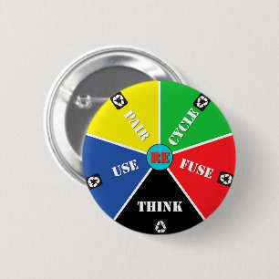Recycle, ReUse, ReFuse, Rethink - Save Planet 6 Cm Round Badge