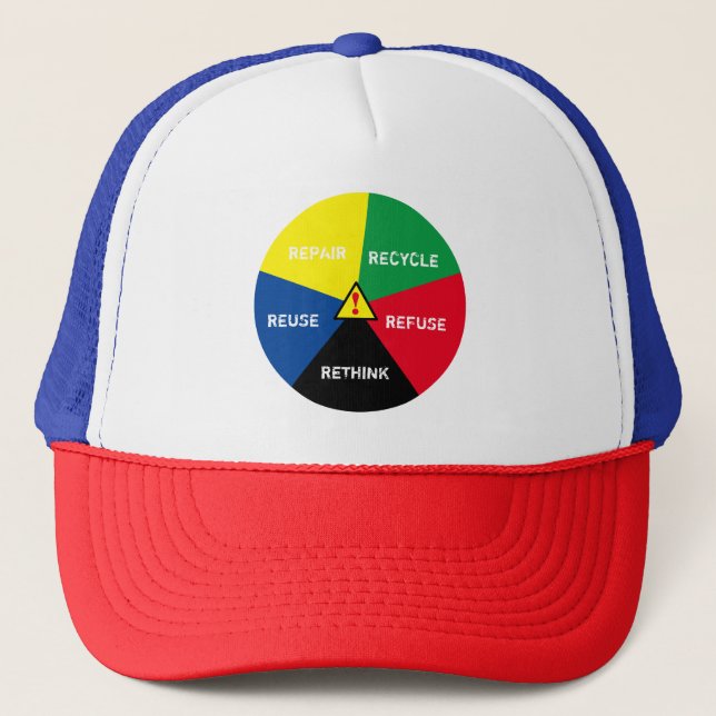 ! Recycle, ReUse, ReFuse, Rethink - Save Planet Trucker Hat (Front)