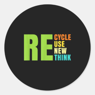 Recycle Reuse Renew Rethink Crisis Environmental A Classic Round Sticker