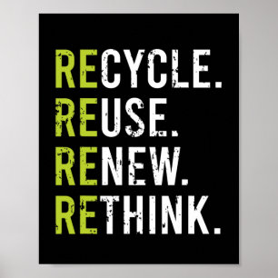 Recycle Reuse Renew Rethink Crisis Environmental A Poster