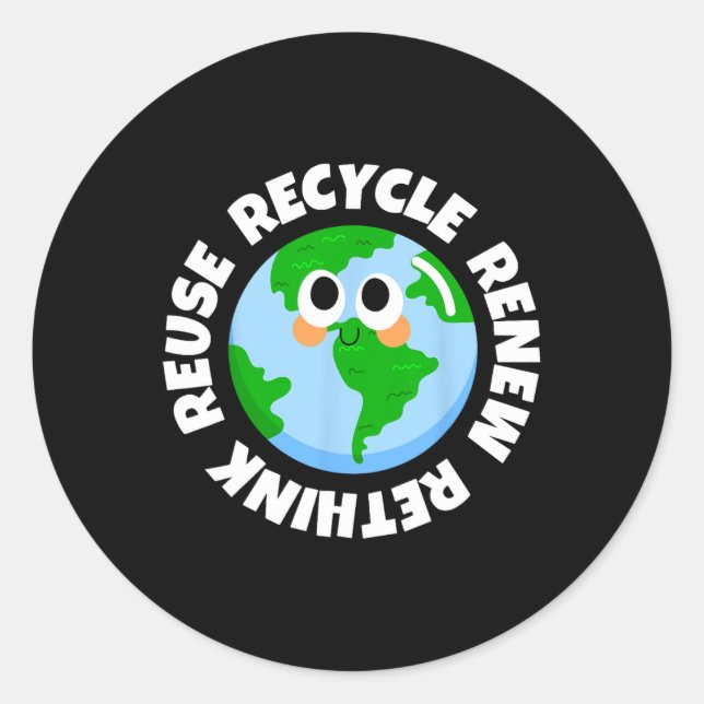 Recycle Reuse Renew Rethink Crisis Environmental E Classic Round Sticker (Front)
