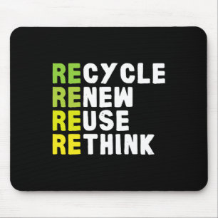Recycle Reuse Renew Rethink Crisis Environmental E Mouse Pad