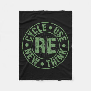 Recycle reuse renew rethink crisis environmental fleece blanket