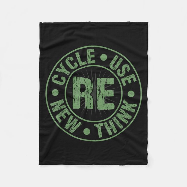 Recycle reuse renew rethink crisis environmental fleece blanket (Front)