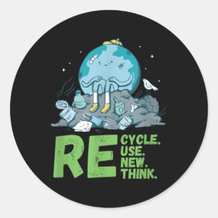 Recycle Reuse Renew Rethink Earth Day 2024 Activis Classic Round Sticker