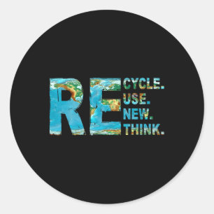 Recycle Reuse Renew Rethink Earth Day 2025 Environ Classic Round Sticker