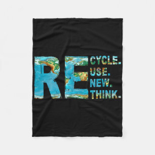 Recycle Reuse Renew Rethink Earth Day 2025 Environ Fleece Blanket