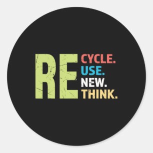 Recycle Reuse Renew Rethink Earth Day 3 Classic Round Sticker