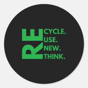 Recycle Reuse Renew Rethink Earth Day Environment Classic Round Sticker