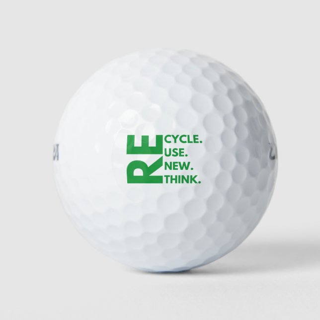 Recycle Reuse Renew Rethink Earth Day Environment Golf Balls (Front)