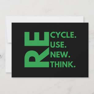 Recycle Reuse Renew Rethink Earth Day Environment Invitation