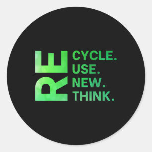 Recycle Reuse Renew Rethink Earth Day Environmenta Classic Round Sticker