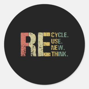 Recycle Reuse Renew Rethink Earth Day Environmenta Classic Round Sticker