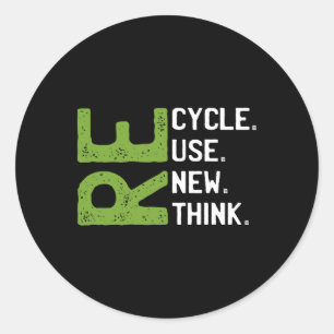 Recycle Reuse Renew Rethink Earth Day Environmenta Classic Round Sticker