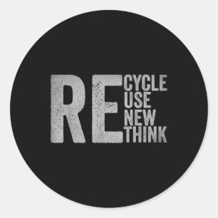 Recycle Reuse Renew Rethink Earth Day Environmenta Classic Round Sticker