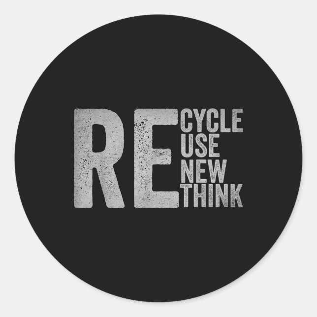 Recycle Reuse Renew Rethink Earth Day Environmenta Classic Round Sticker (Front)