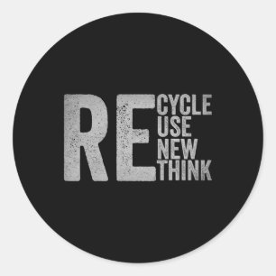 Recycle Reuse Renew Rethink Earth Day Environmenta Classic Round Sticker