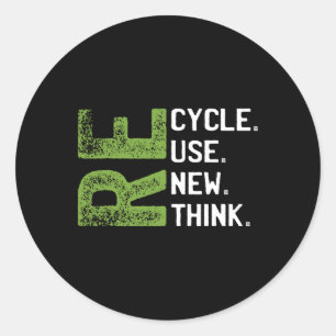 Recycle Reuse Renew Rethink Earth Day Environmenta Classic Round Sticker