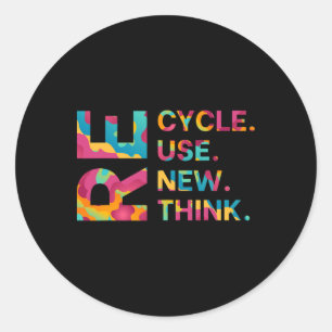 Recycle Reuse Renew Rethink Earth Day Environmenta Classic Round Sticker