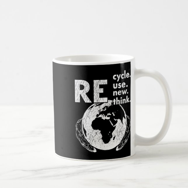 Recycle Reuse Renew Rethink Earth Day Environmenta Coffee Mug (Right)