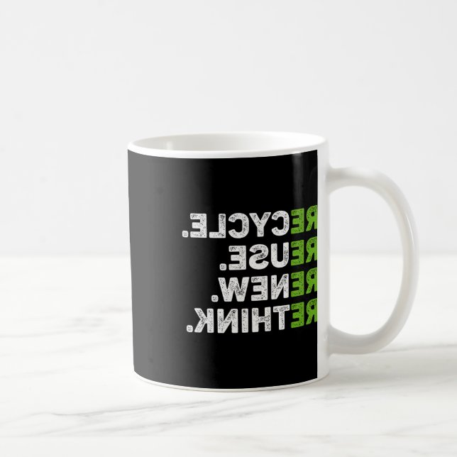 Recycle Reuse Renew Rethink Earth Day Environmenta Coffee Mug (Right)