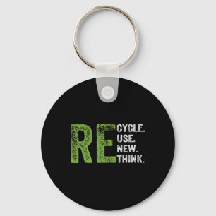 Recycle Reuse Renew Rethink Earth Day Environmenta Key Ring