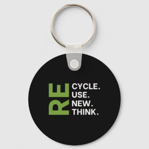 Recycle Reuse Renew Rethink Earth Day Environmenta Key Ring