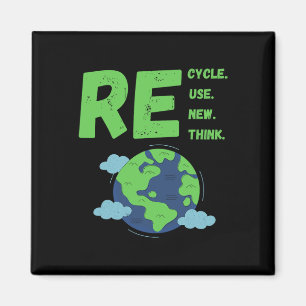 Recycle Reuse Renew Rethink Earth Day Environmenta Magnet