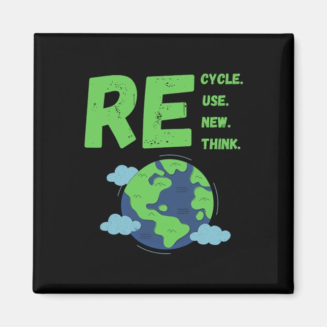Recycle Reuse Renew Rethink Earth Day Environmenta Magnet (Front)