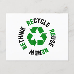 Recycle Reuse Renew Rethink Earth Day Environmenta Postcard