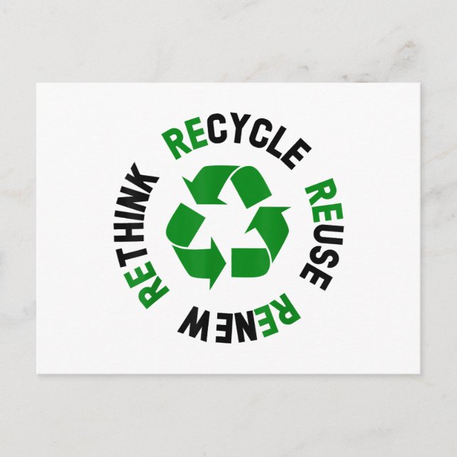 Recycle Reuse Renew Rethink Earth Day Environmenta Postcard (Front)