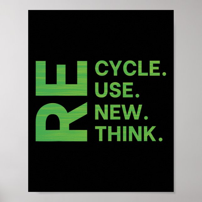 Recycle Reuse Renew Rethink Earth Day Environmenta Poster (Front)