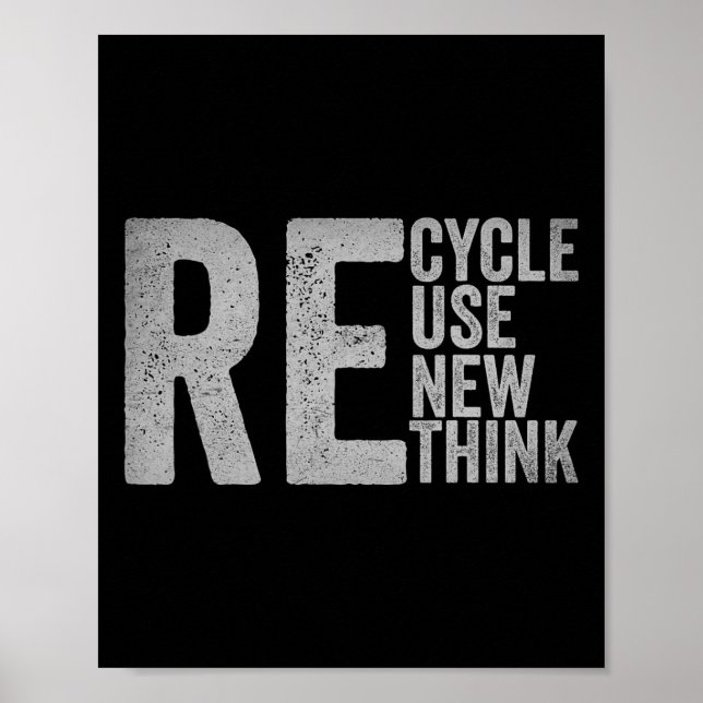 Recycle Reuse Renew Rethink Earth Day Environmenta Poster (Front)