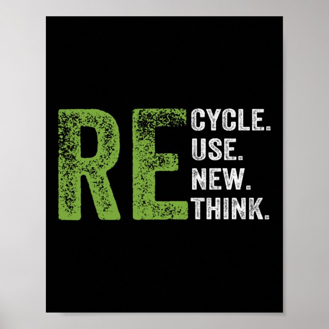 Recycle Reuse Renew Rethink Earth Day Environmenta Poster (Front)