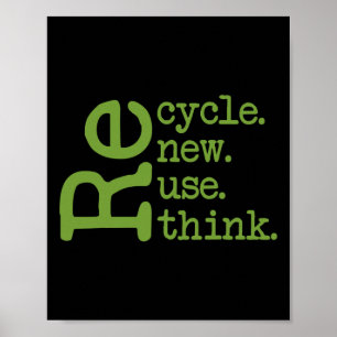 Recycle Reuse Renew Rethink Earth Day Environmenta Poster