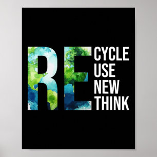 Recycle Reuse Renew Rethink Earth Day Environmenta Poster