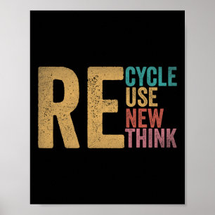 Recycle Reuse Renew Rethink Earth Day Environmenta Poster