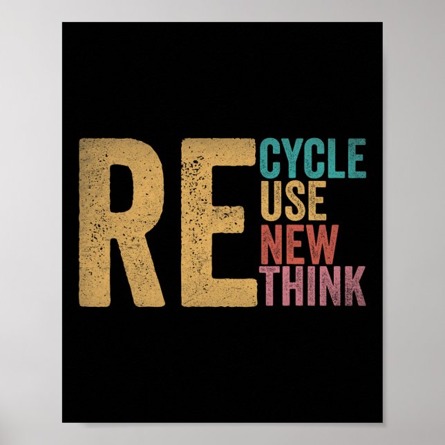 Recycle Reuse Renew Rethink Earth Day Environmenta Poster (Front)