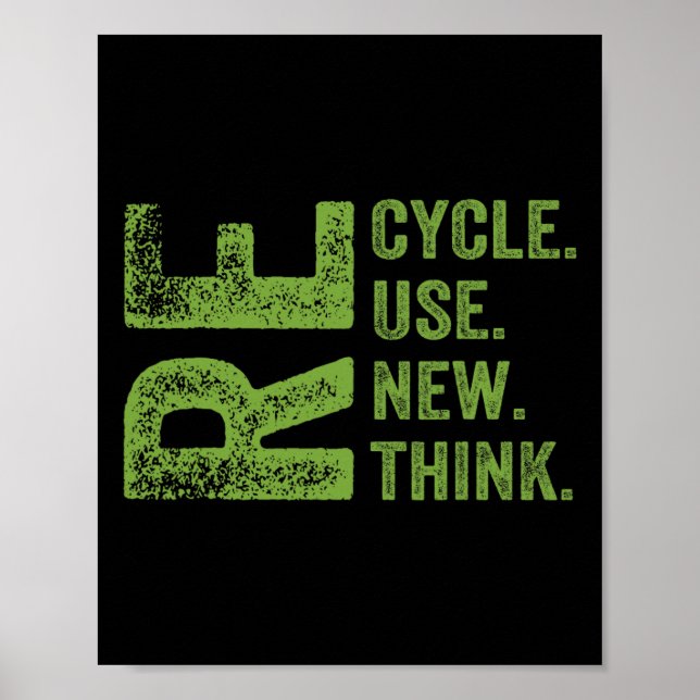 Recycle Reuse Renew Rethink Earth Day Environmenta Poster (Front)