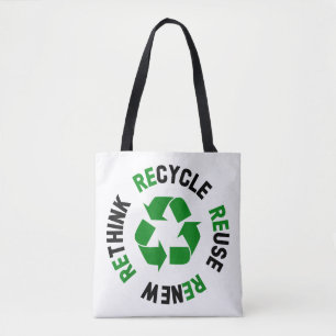 Recycle Reuse Renew Rethink Earth Day Environmenta Tote Bag