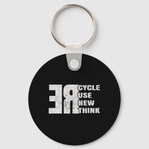 Recycle Reuse Renew Rethink Earth Day Key Ring