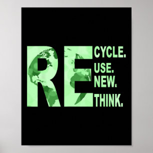 Recycle Reuse Renew Rethink For Earth Day Recyclin Poster