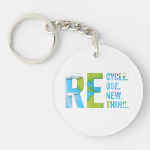 Recycle Reuse Renew Rethink For Earth's Day 2023 Key Ring