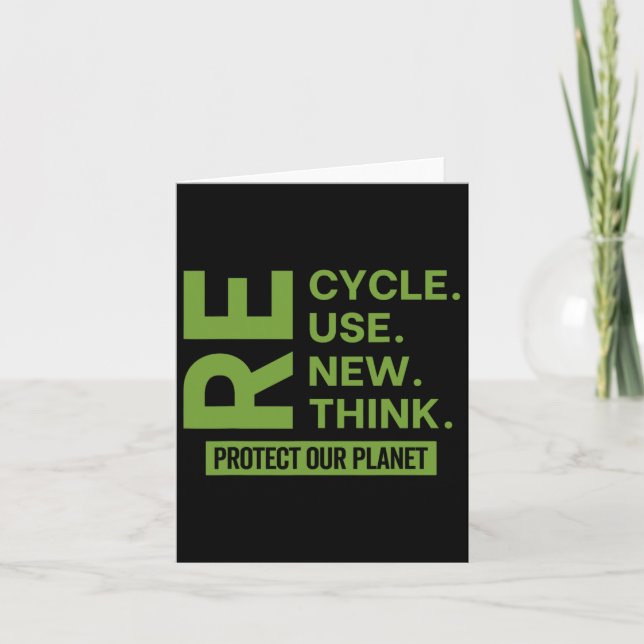 Recycle Reuse Renew Rethink Protect Our Planet Ear Card (Front)