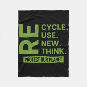 Recycle Reuse Renew Rethink Protect Our Planet Ear Fleece Blanket