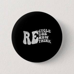 Recycle Reuse Renew Rethink Retro Groovy Earth Day 6 Cm Round Badge