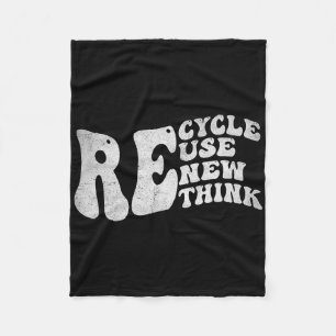 Recycle Reuse Renew Rethink Retro Groovy Earth Day Fleece Blanket